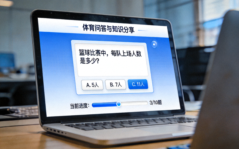 体育问答与知识分享示意图 - 电脑屏幕显示问答界面